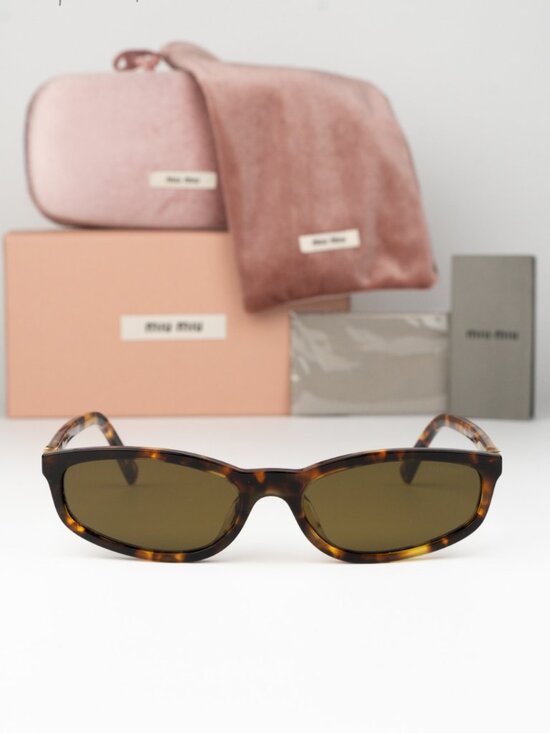 Miu Miu Women Sunglasses Havana Brown Rectangle MUA06S 14L09Z NEW AUTHENTIC main image 9